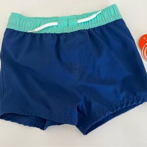 Infant size 12mos Colorblock Swim Trunks - Navy and Teal